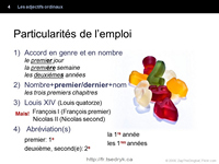 Adjectifs ordinaux grammaire française